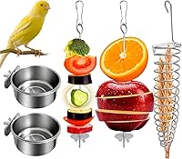 5Pcs Stainless Steel Bird Cage Food Bowls & Millet Holders - Durable Parakeet Feeders for Fruits, Veggies & Seeds