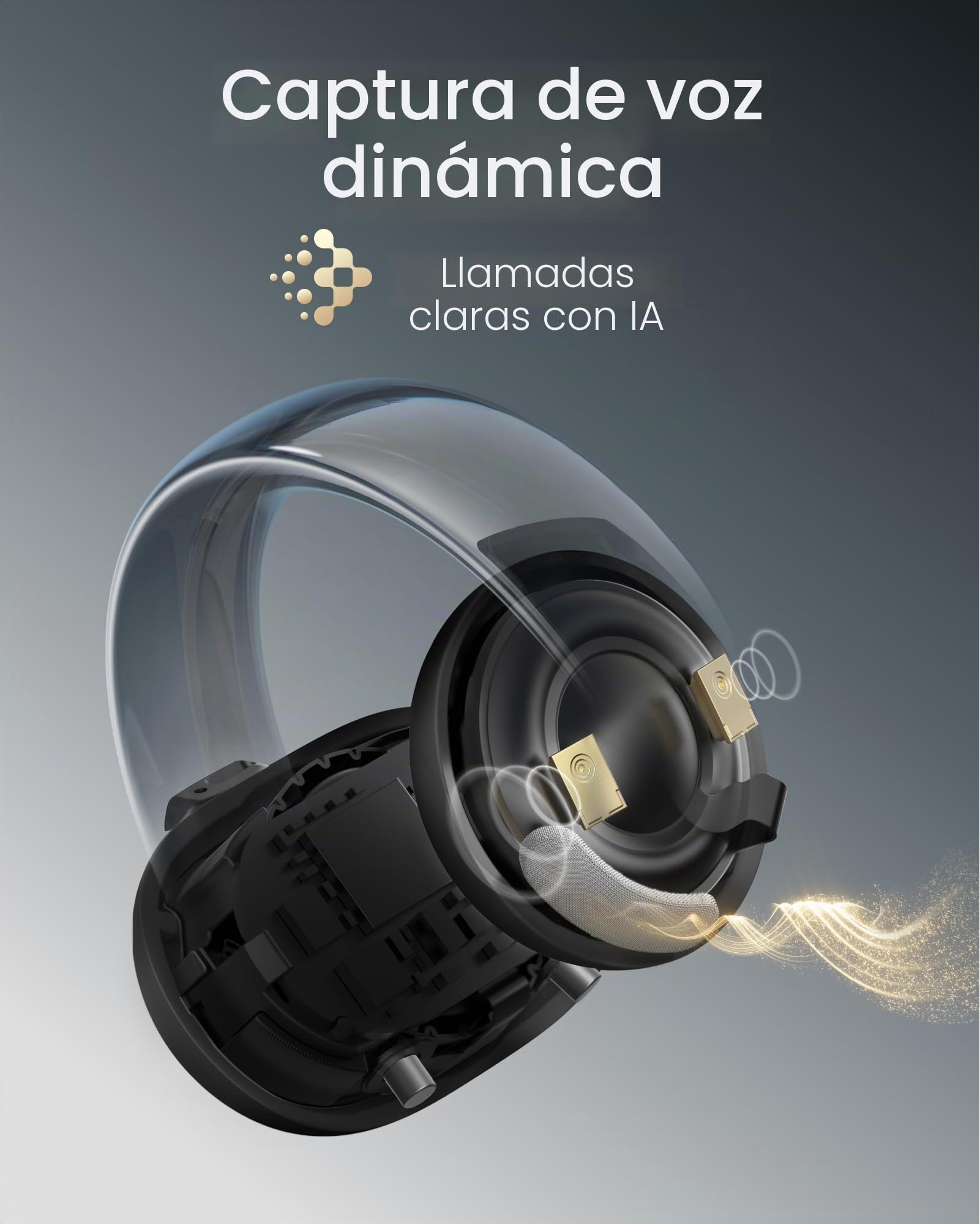 soundcore AeroClip de Anker, Auriculares Open-Ear, Comodidad de adaptación, Llamadas nítidas con 4 micrófonos con IA, Ajuste Estable, Altavoces de 12 mm para un Sonido Claro, Forma de Anilla Abierta