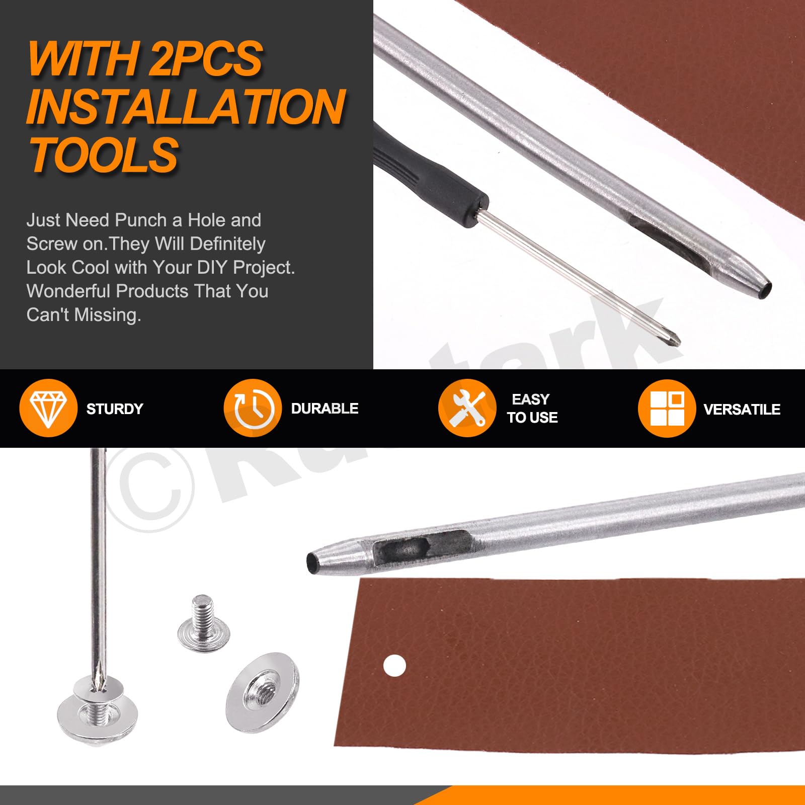 Rustark Set Di 150 Borchie Colorate A Cono Con 2 Strumenti Di