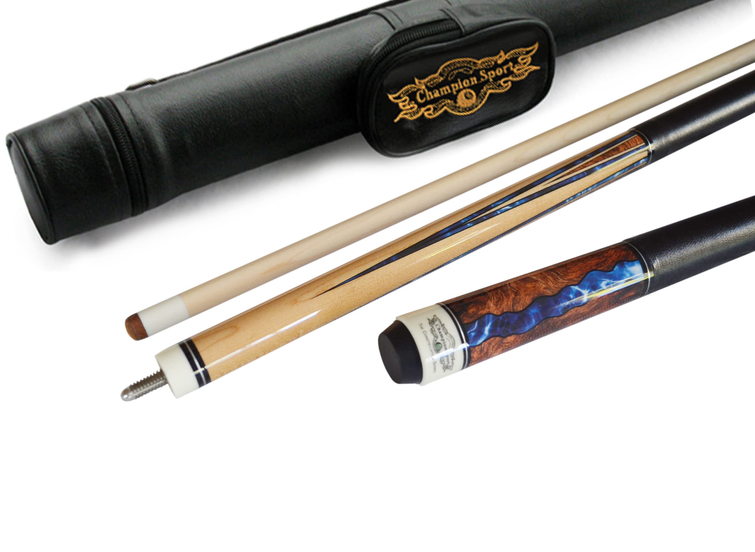 Champion Constellation Pool cue-,56 inches, 57 inches, 60 inches, 11.75, 12.5mm, 12.75mm, or 13mm, White case or Black Case (12.5mm tip Size, Black case, CN-3 Pool cue 60 inches Long 19oz)
