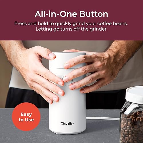 Miniatura 6 de Mueller Living - Molinillo de café eléctrico para especias, nueces, hierbas y granos de café, hoja afilada, acero inoxidable, color blanco