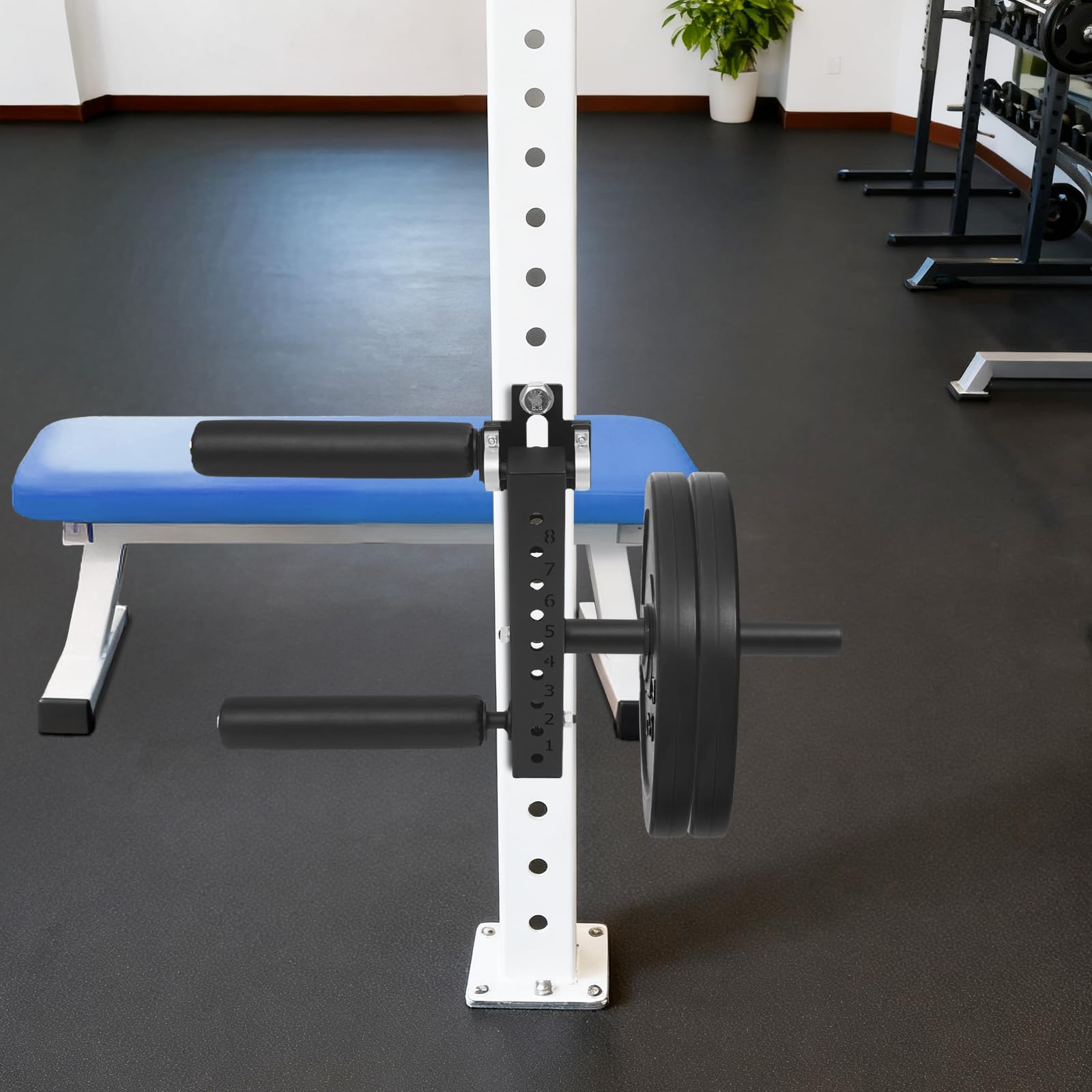 Beinbeuger Beinstrecker Gerät, 120kg Max, 8-Fach Verstellbar, Kompatibel mit Power Rack, Inkl. Gewichtstange, Für Home Gym, Fitnessstudio, Beintrainer für Oberschenkel und Wade