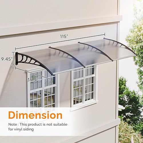 Vista 18 de VINGLI - Toldo para puerta y ventana para exteriores, 30 x 40 pulgadas, cubierta de policarbonato para puerta de patio, para protección del sol