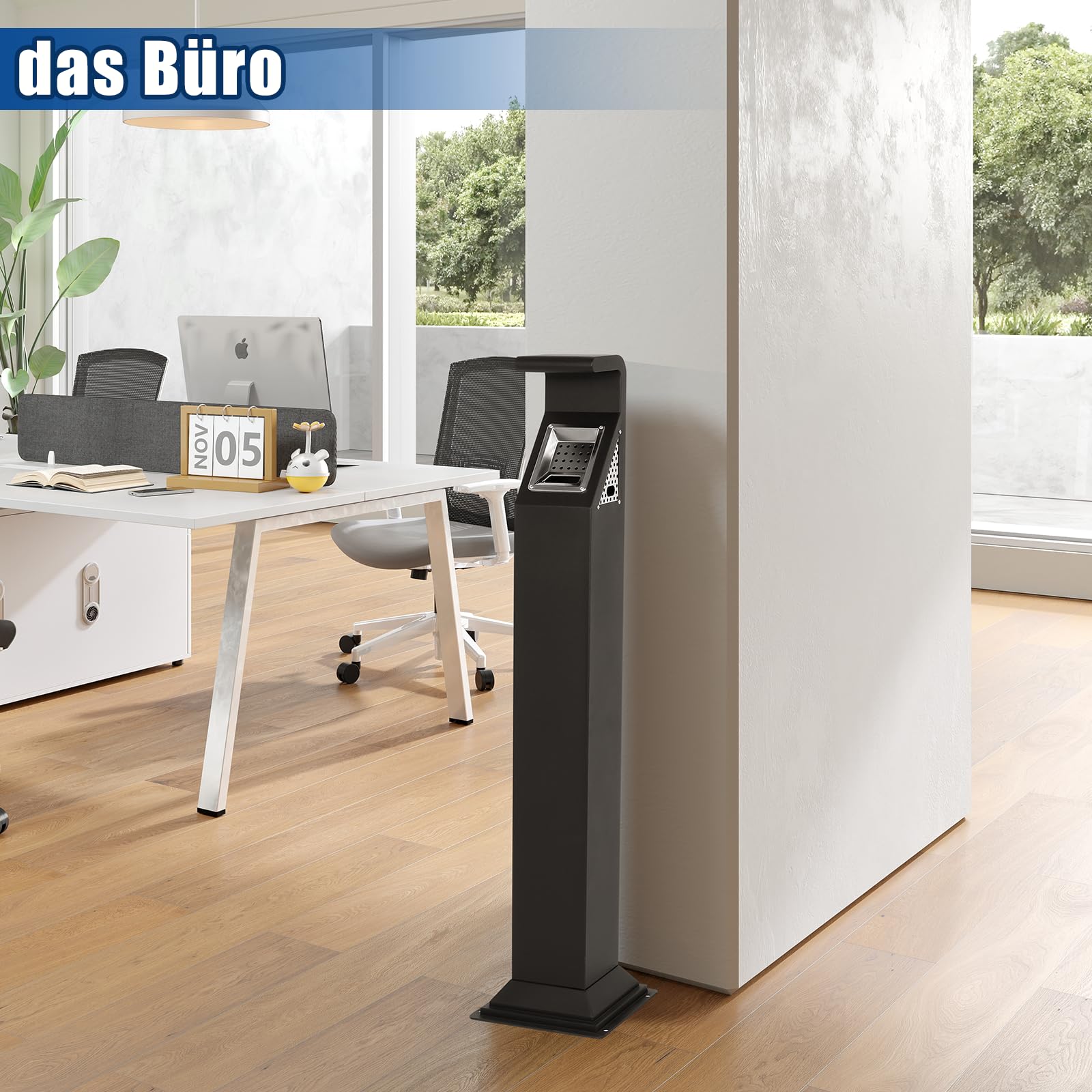 Cubo de basura comercial de acero inoxidable, cubo de basura vertical con llave, cubo de basura impermeable con interior de acero para hogar, oficina, parque, hotel, apartamentos, 118 × 27 × 27