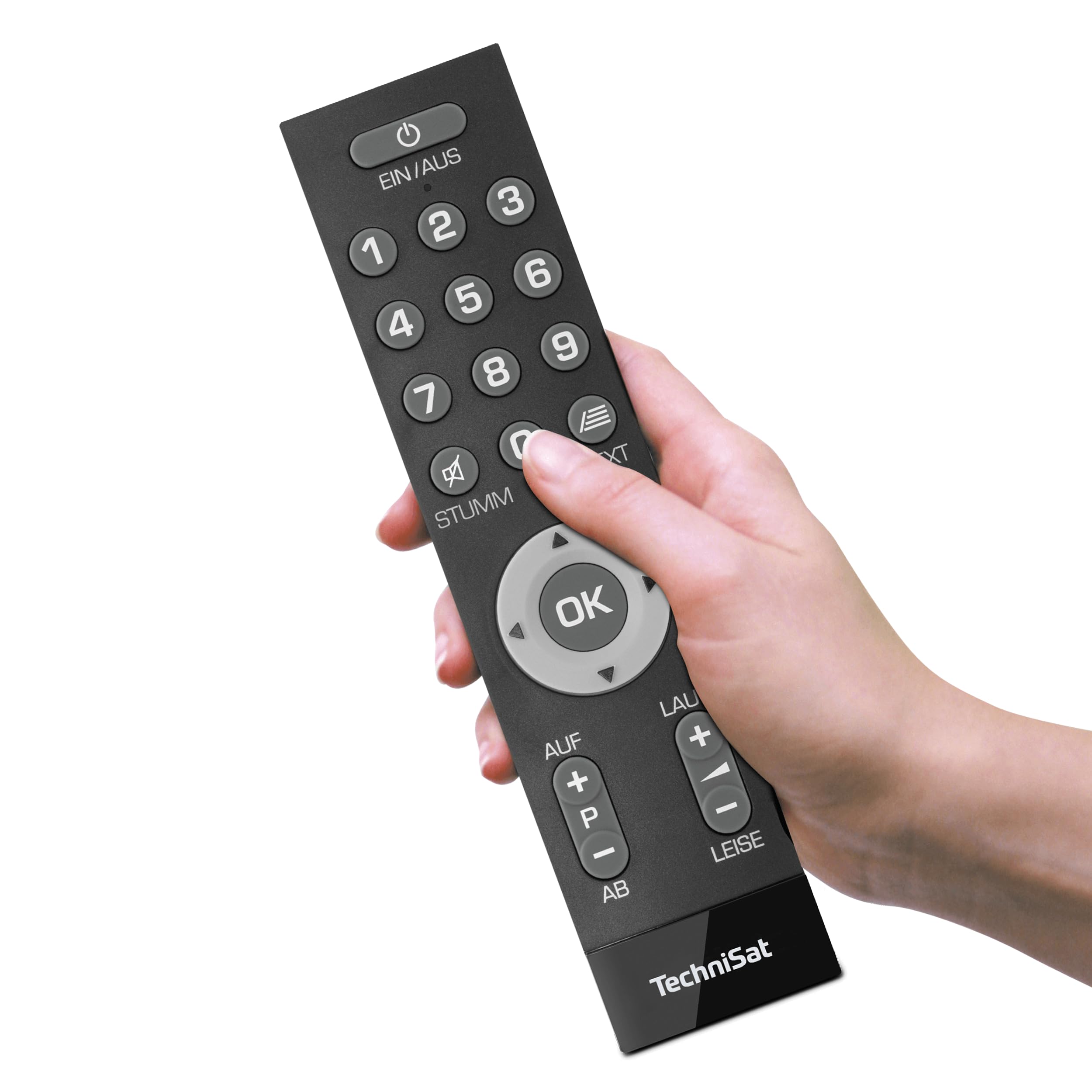 TechniSat ISIZAPPER Universal - Telecomando insegnabile per anziani con tasti extra-large e luce di segnalazione a LED per una conferma visiva