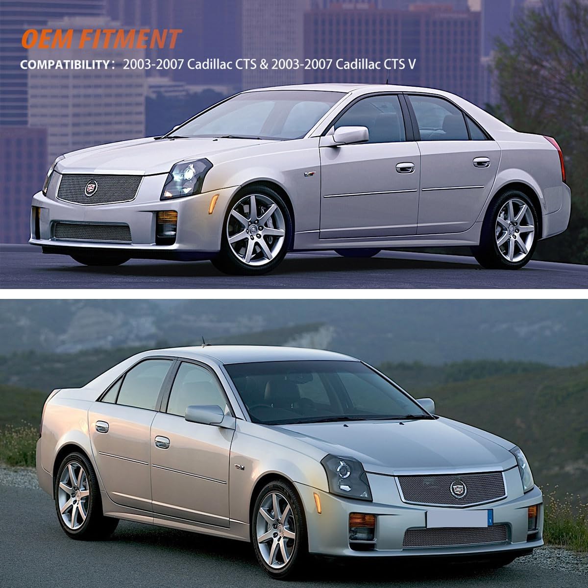 ADIIL Smoked Lens Amber LED Front Bumper Side Marker Lights For 2003-2007 Cadillac CTS,2003-2007 Cadillac CTS V,Replace OEM Front Sidemarker Lamps