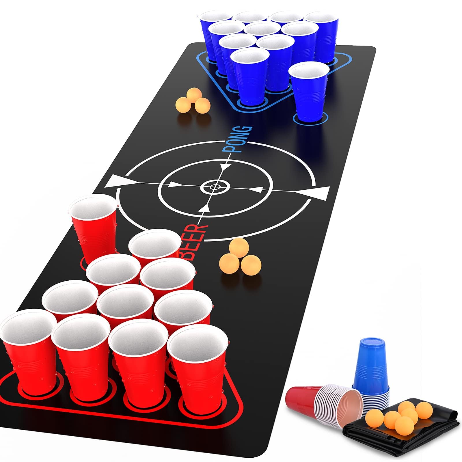 Tickles Pack of 40, Beer Pong Glasses with Free Ping Pong Balls Set, Easy Grip Reusable Drinking Party Cups for Iced Tea, Punch, Cocktail, Couple, Ladies Games (Color: Red & Blue Size: 475 ml) 1