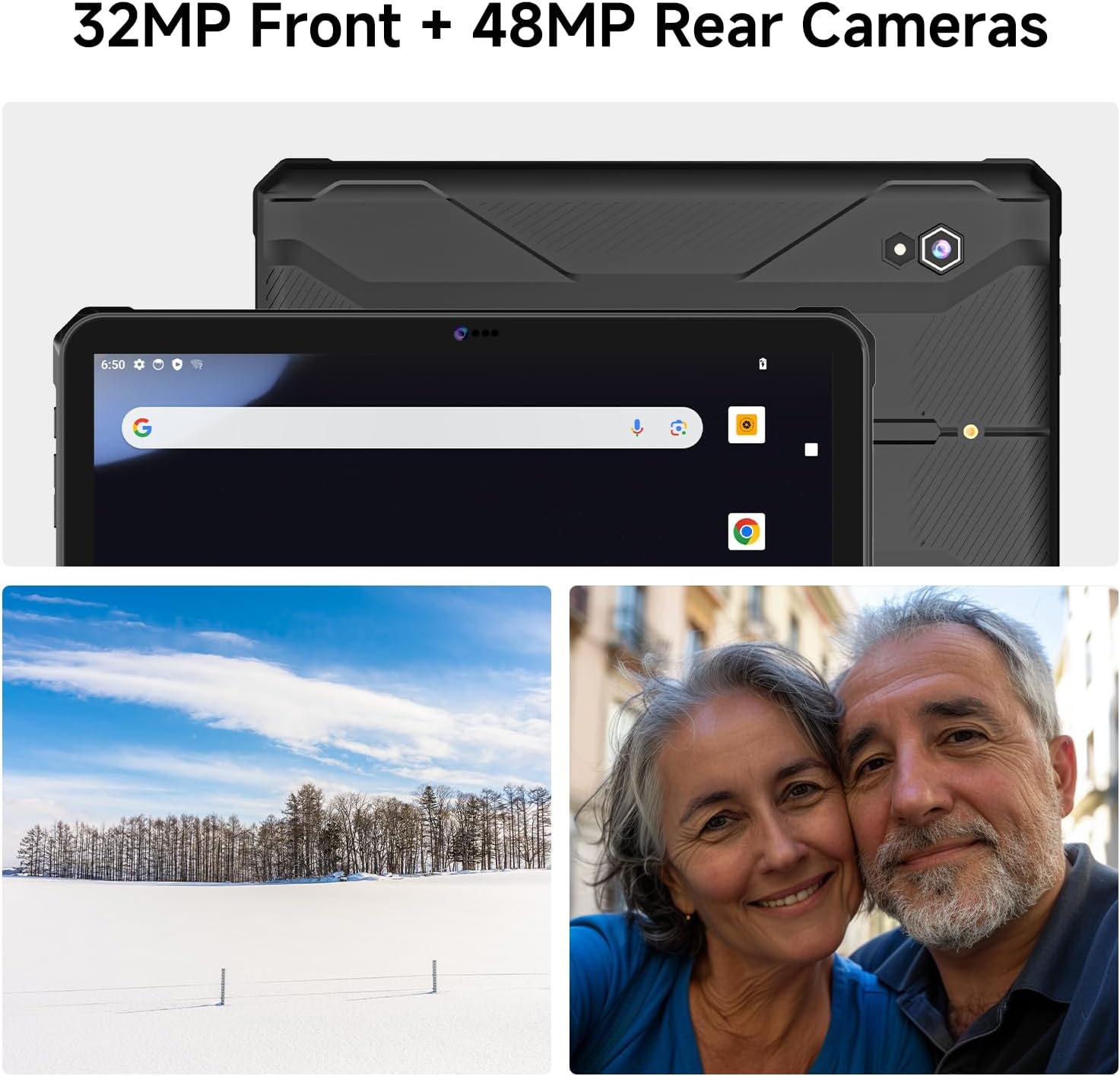 Rugged Tablet T1 Max, 10.95 inch Android 14 Tablets, 10000mAh 8GB+128GB (512GB TF) Outdoor Industrial PC, 48MP+32MP Octa-Core IP68 Waterproof Computer for Outdoor UTV Moto Drone Field Work