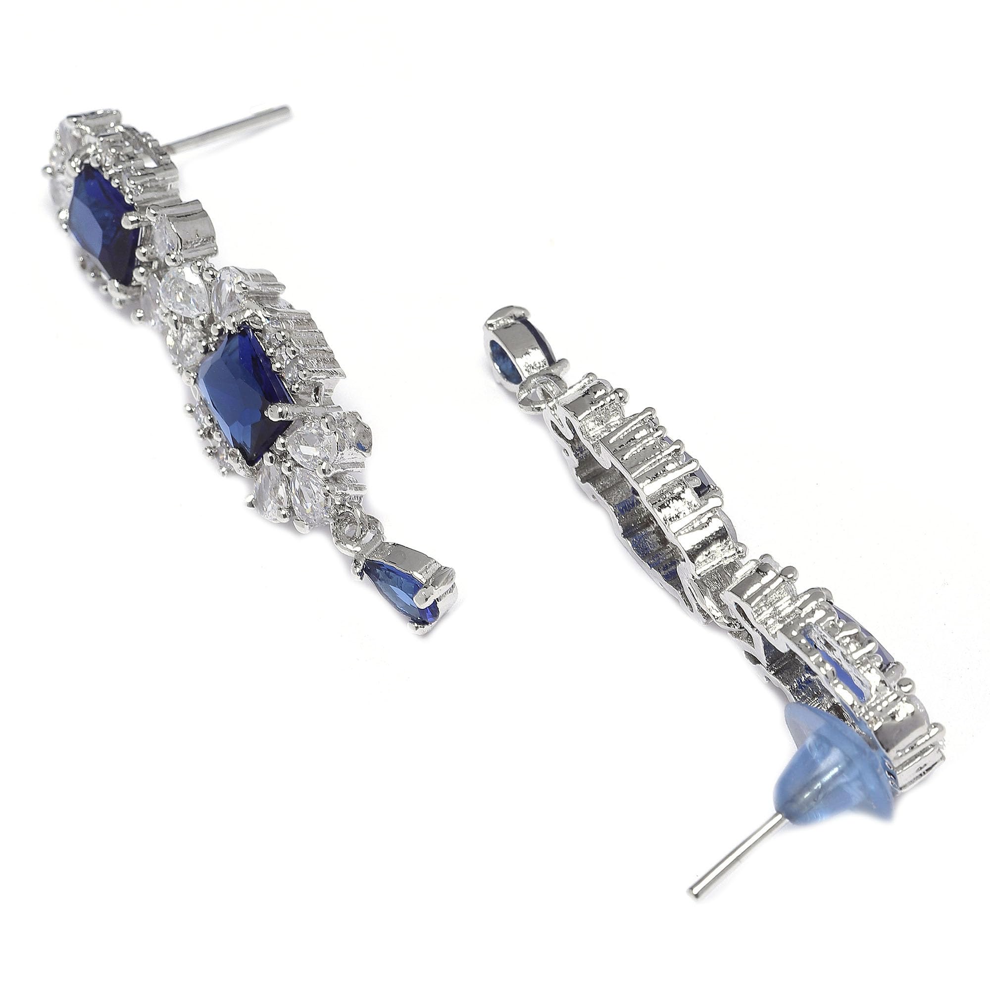 American Diamond Stone Studded Necklace Set (Navy Blue)