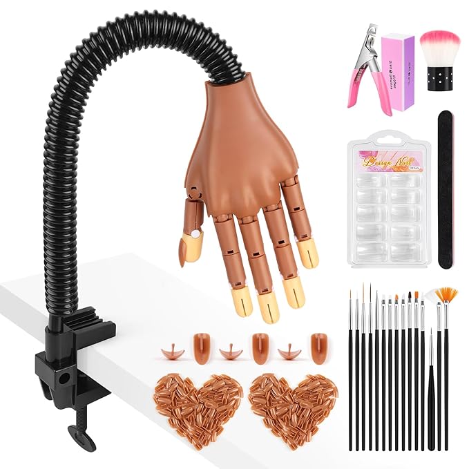 Amazon.com: Adonafy Practice Hand for Acrylic Nails: Flexible Fake Hand ...