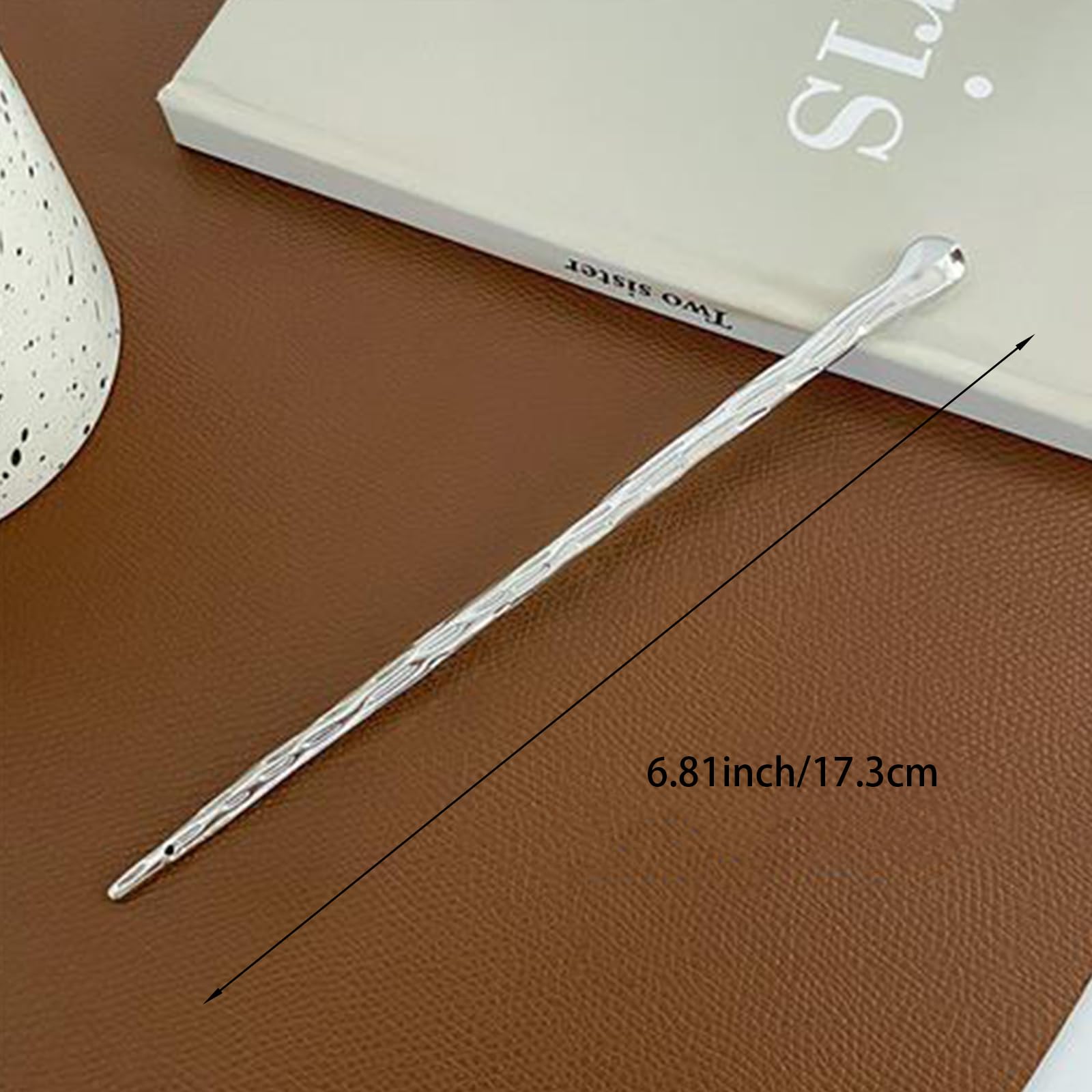 2PCS Alloy Hair Bun Chopsticks - Minimalist Hair Jewelry for Long Thick Hair, Silver, 2 count (Pack of 1) - Image 3