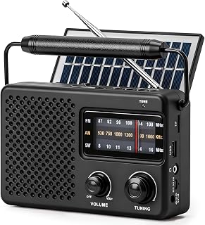 Tendak Kleines UKW-Radio, batteriebetrieben, Solar und wiederaufladbar, Transistorradios mit hervorragendem Signal, großer Lautsprecher, Kopfhörereingang, Notfall-Set, TF, Bluetooth, AA