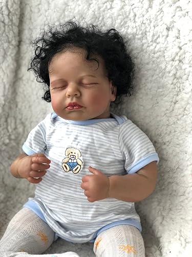 Miniatura 4 de Pinky - Muñeca de bebé recién nacida realista de 20 pulgadas, 19.7 in, muñeca suave de silicona, muñeca recién nacida, indio afroamericano, piel