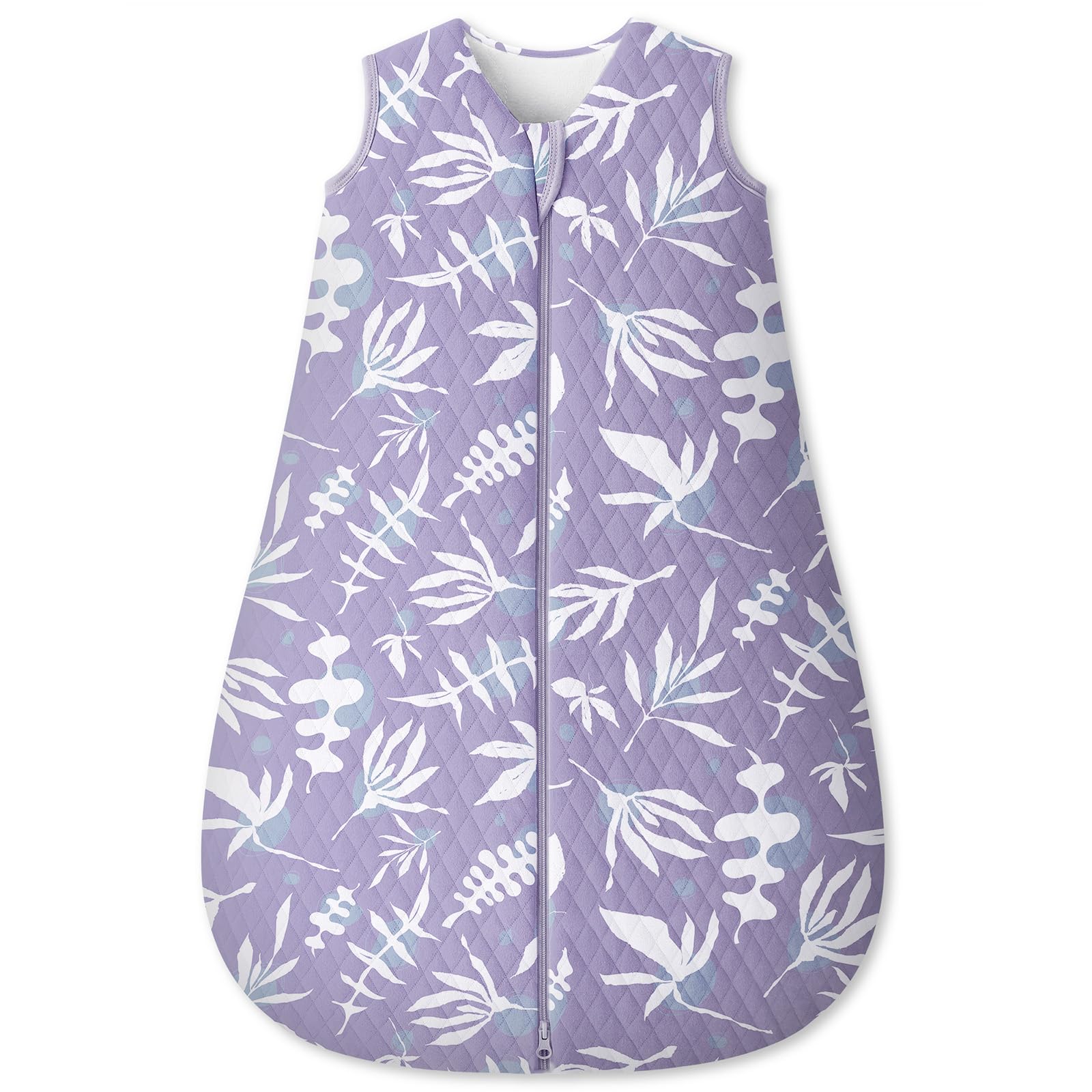 Unnivoll Schlafsack Baby 1,5 Tog Babyschlafsack 0-6 Monate Baumwolle Schlafsack Winter Herbst Warm und Weich 67cm für Neugeborene Jungen Mädchen Lila Blätter