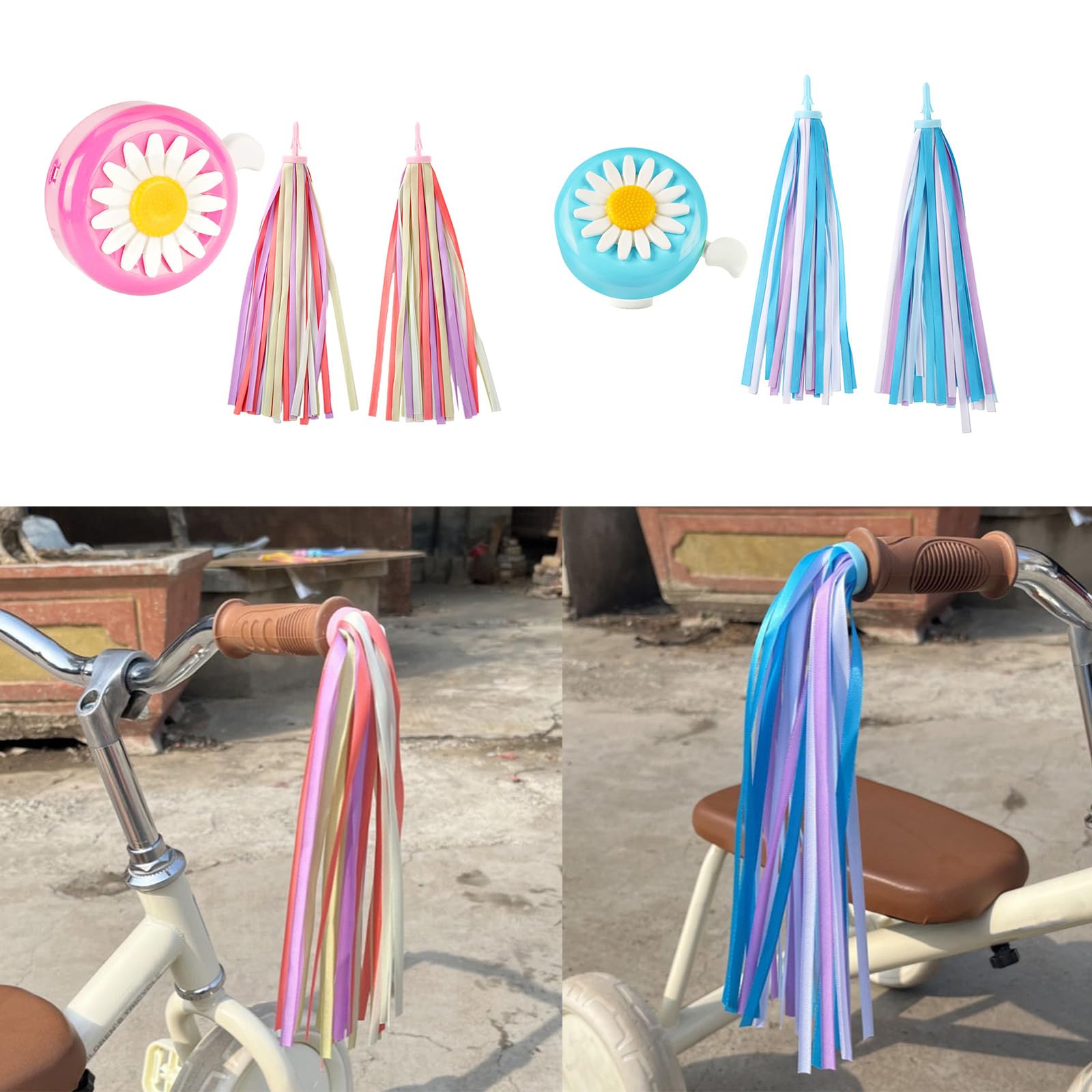 Kids Bike Bells and Streamers Children Bicycles Bells with Tassels Ornaments Cycling Accessories Easy Installation