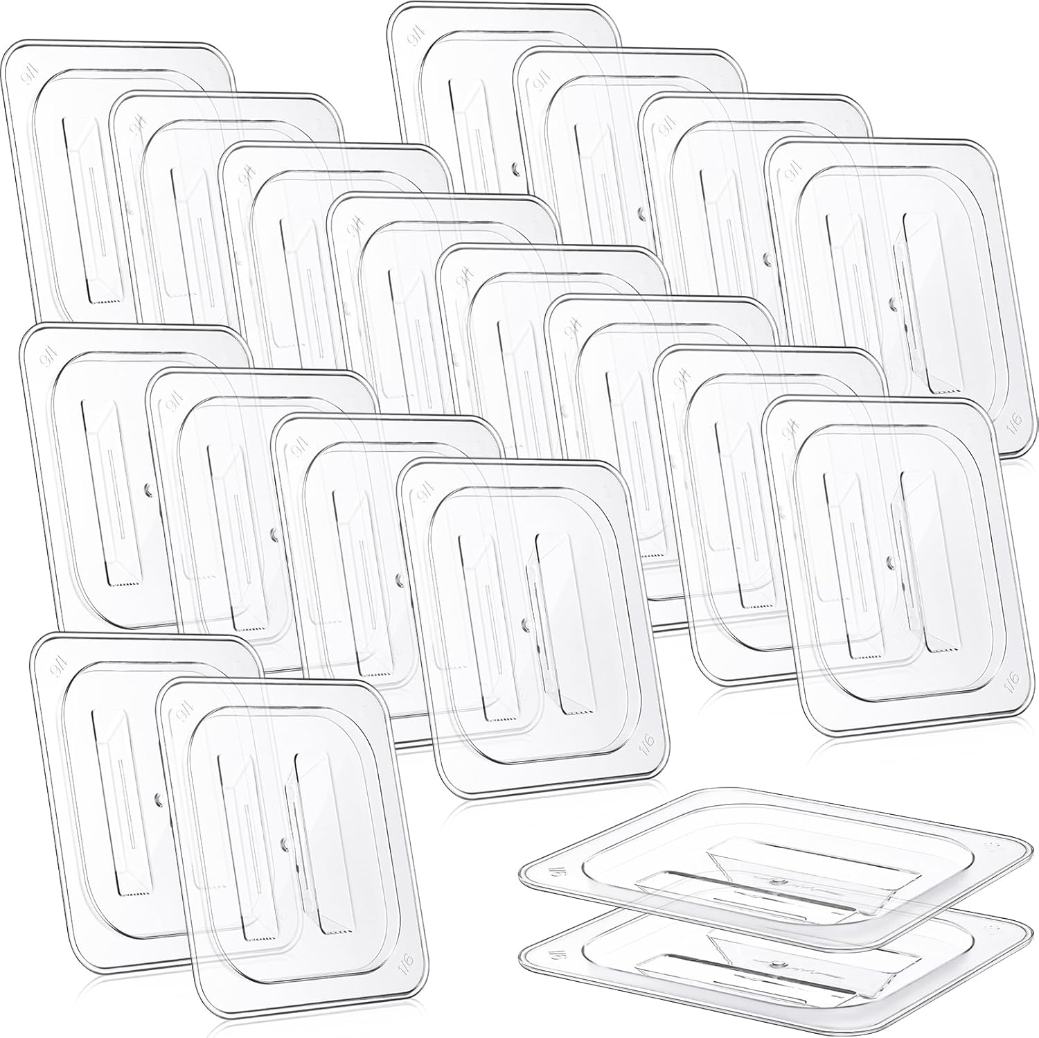 Hoolerry 24 Pcs Food Pan Lid with Handle Polycarbonate 1/6 Size Hotel Pan Cover Clear Lid for Restaurant Commercial Food Container and Storage