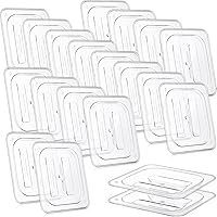 Vista 1 de Hoolerry 24 tapas de sartén de alimentos con asa de policarbonato tamaño 1/6 tapa transparente para restaurante, contenedor de alimentos comerciales