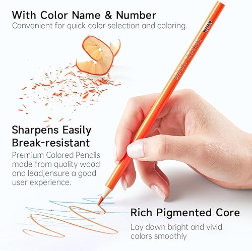 Miniatura 3 de Shuttle Art Paquete de lápices de colores, juego de 172 lápices de colores + 260 hojas de libros de bocetos de artistas