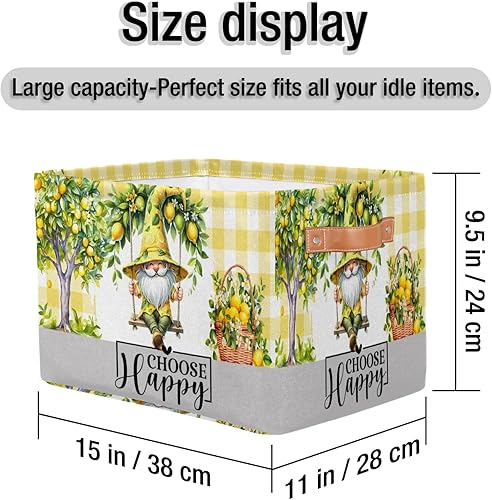 Vista 138 de Cestas de almacenamiento con asas, cubo de almacenamiento rectangular de tela rectangular plegable de juguetes para armario, estantes, lavandería, C