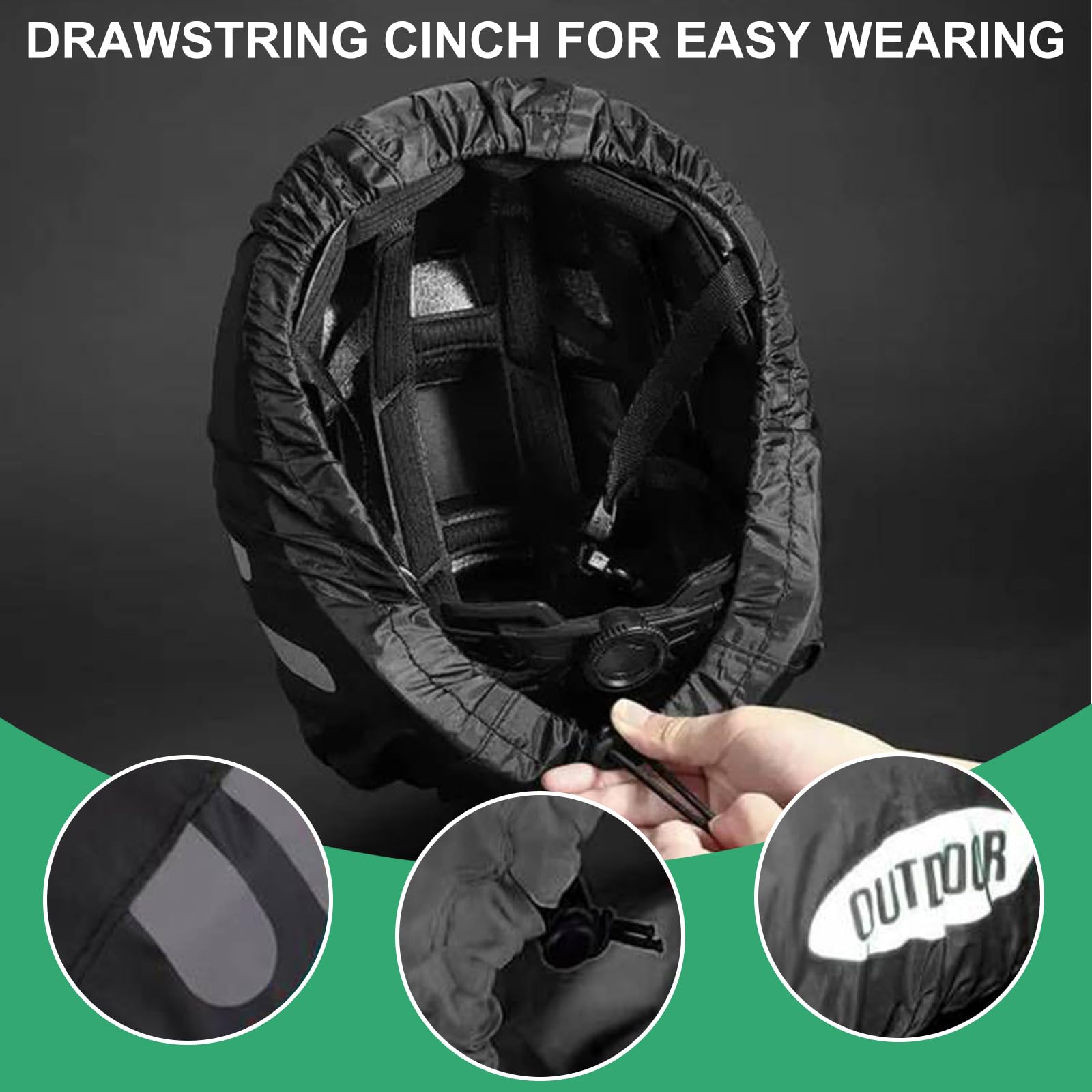 Copricasco Impermeabile Per Bici - Parapioggia Riflettente, Adatto Per Tutti I Caschi, Leggero E Pratico - Foto 10