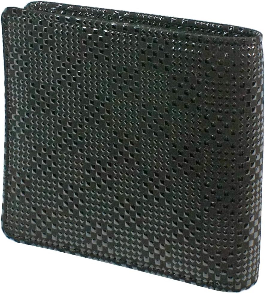 未使用 印伝屋 黒地に白漆 変わり市松 二つ折りパスケース カード入れ