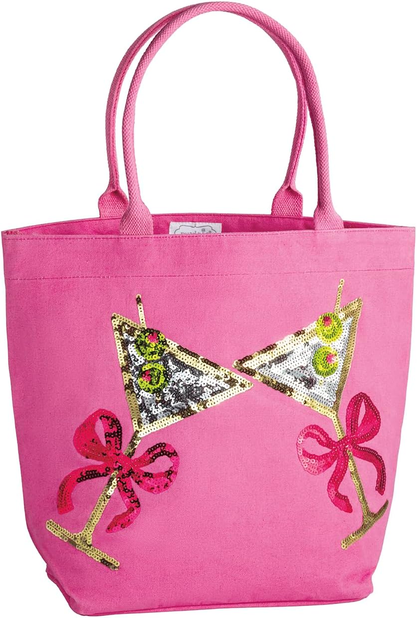 Mud Pie Women's Hot Pink Cheers Sparkle Tote