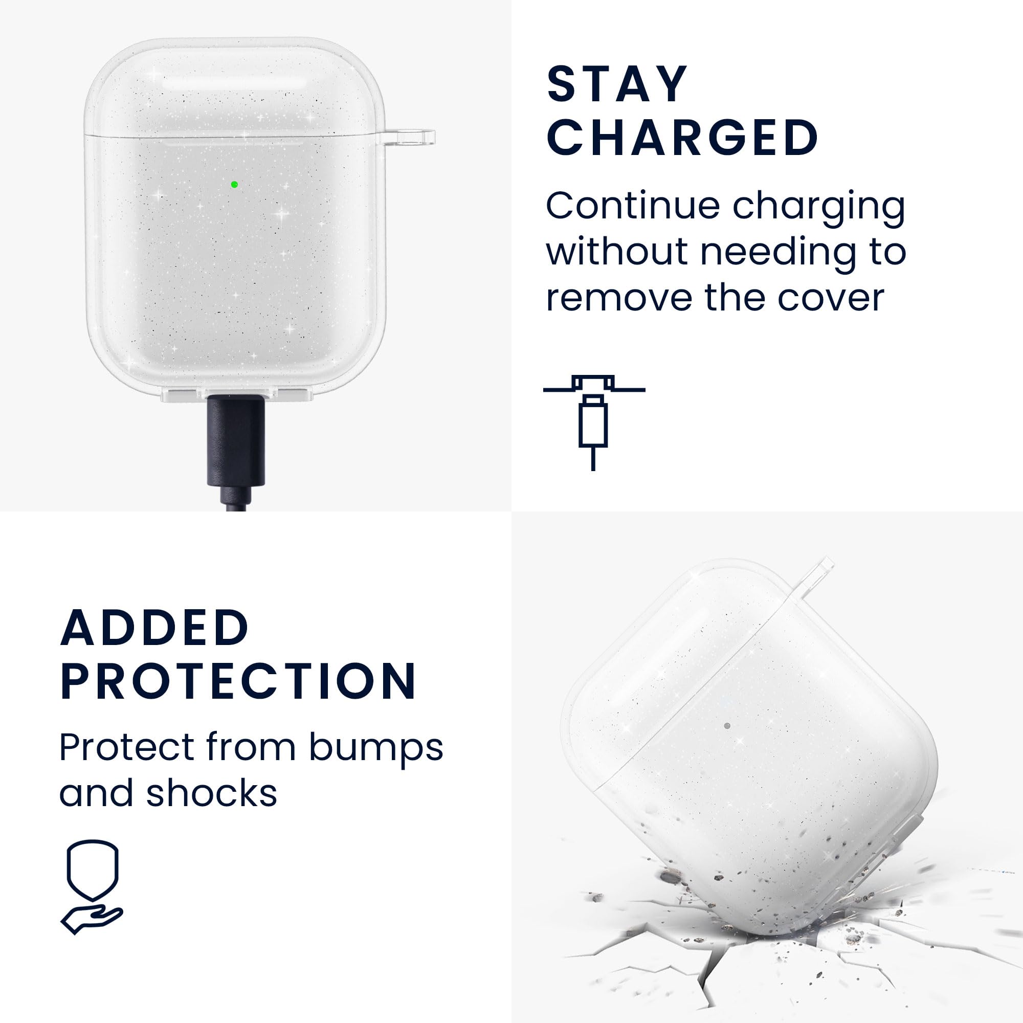 kwmobile Case Compatible with Apple Airpods 1 & 2 Cover - TPU Silicone - Wireless Headphones Case - Transparent - Image 4
