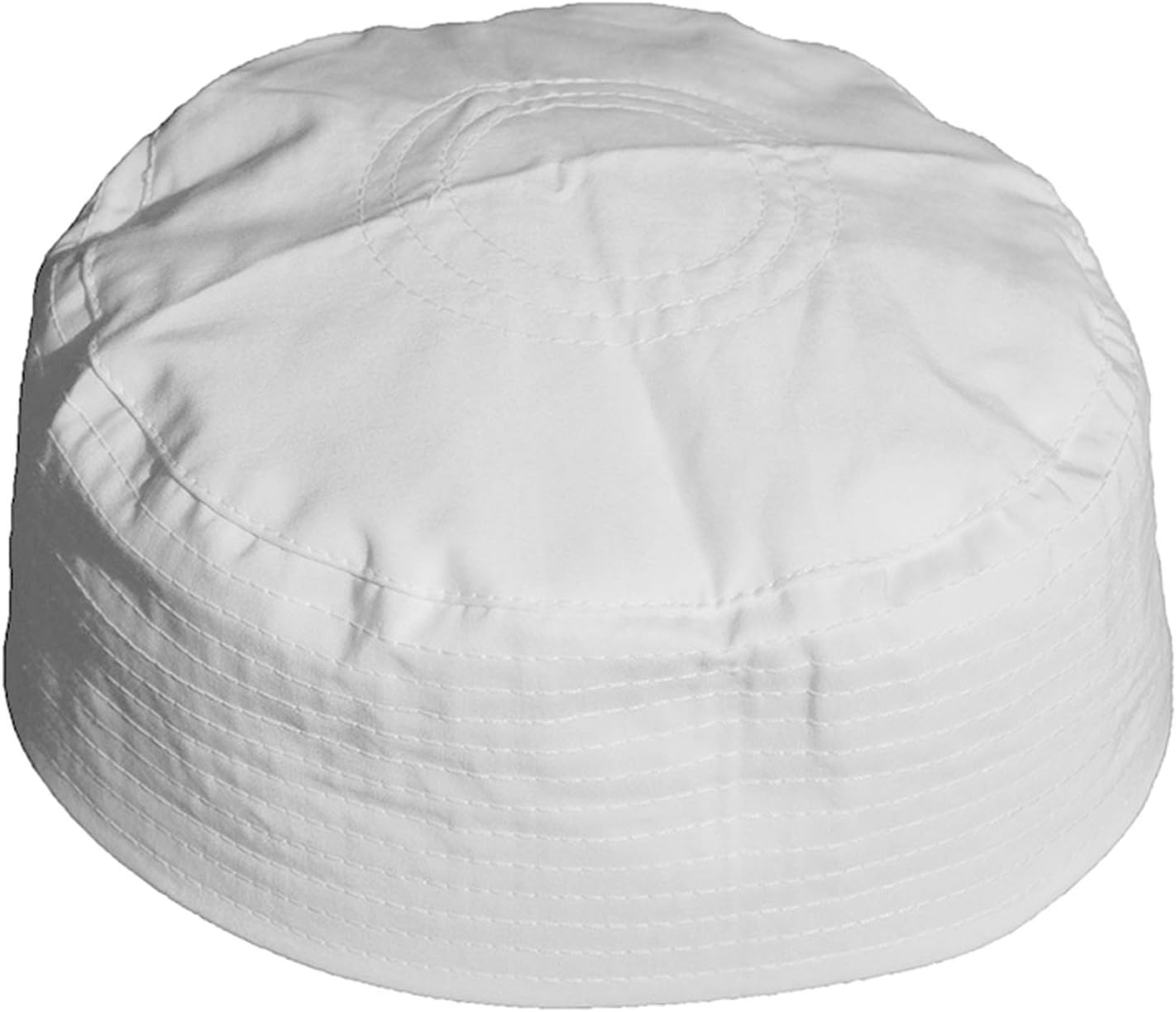 TheKufiWhite Flat Top Men & Kids Simple Stitch Design Cloth Muslim Kufi Hat