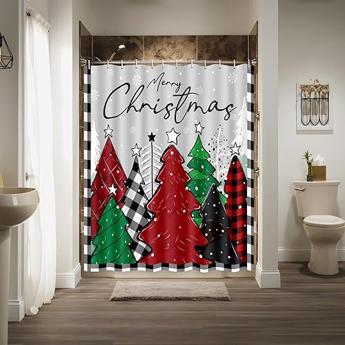 Miniatura 2 de Happynow Juego de cortinas de ducha navideñas para baño