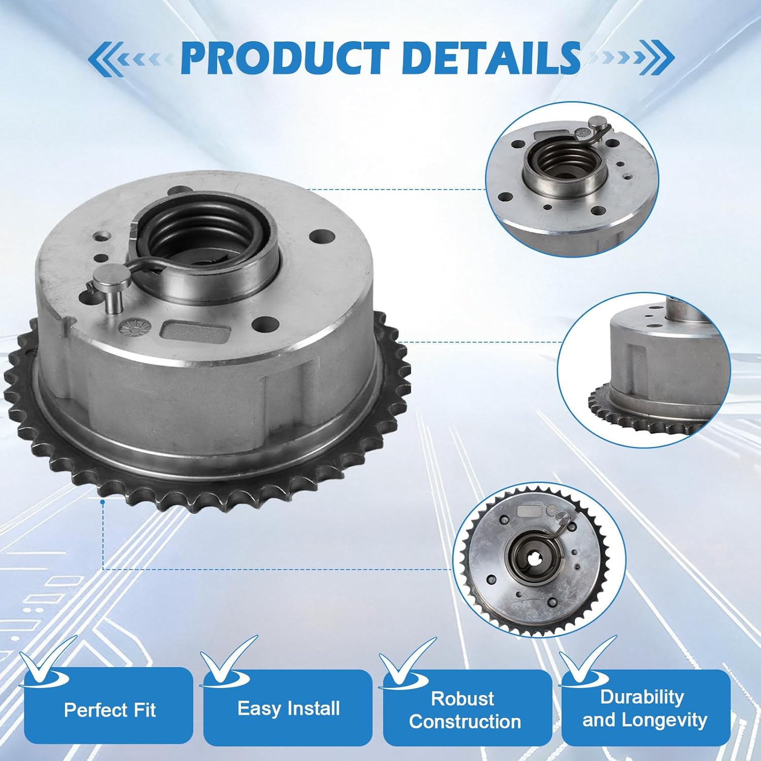 Exhaust Camshaft Gear Sprocket 24370-2G750 2G751 for Hyundai Sonata/Santa Fe/Kia Optima/Genesis G70 2011-2019 2.0L-2.4L–Restores Valve Timing Enhances Exhaust Flow Improves Fuel Economy