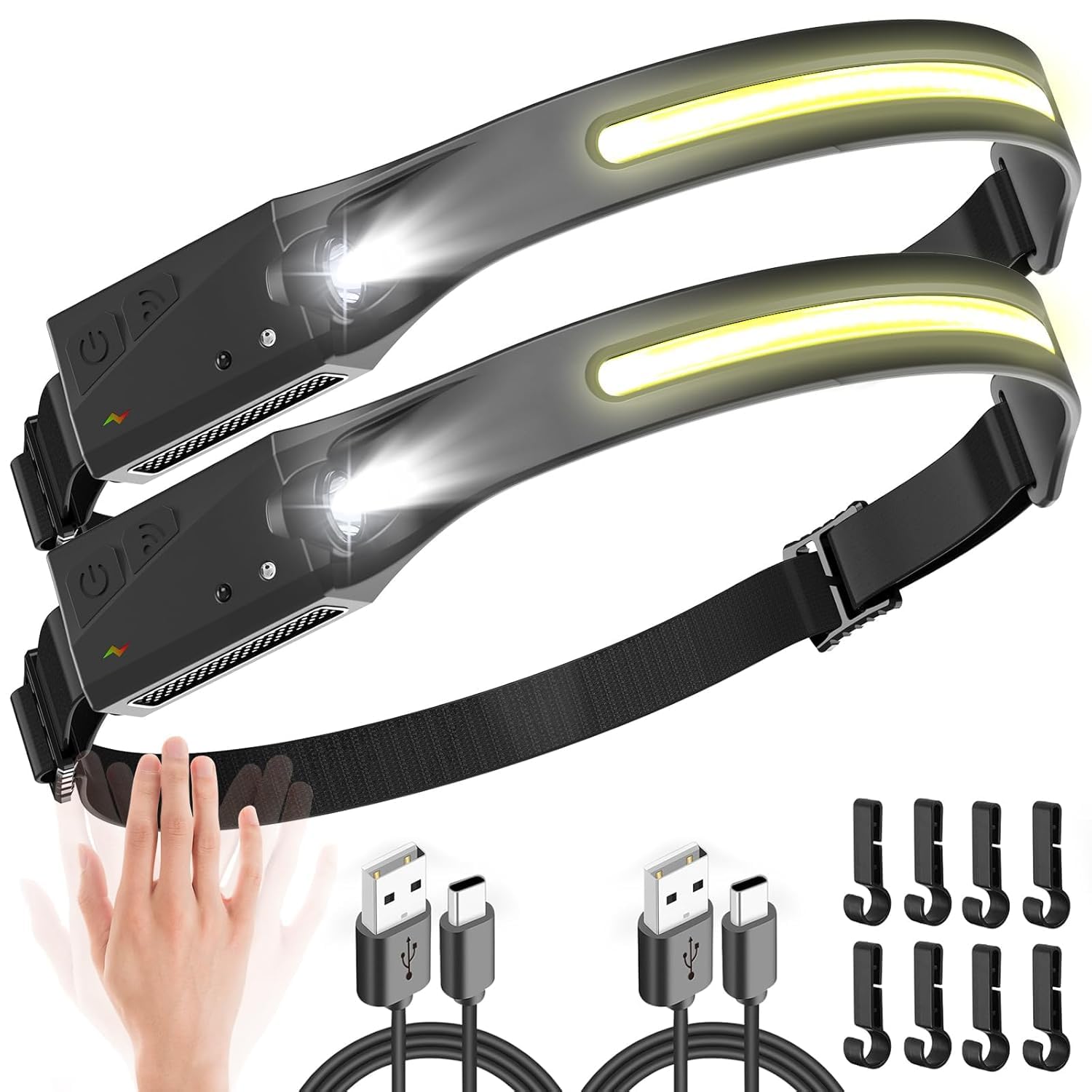 Rechargeable Headlamp, Ultra Powerful USB Motion Sensor LED Headlamp, Waterproof Head Torch for DIY Camping-image-21