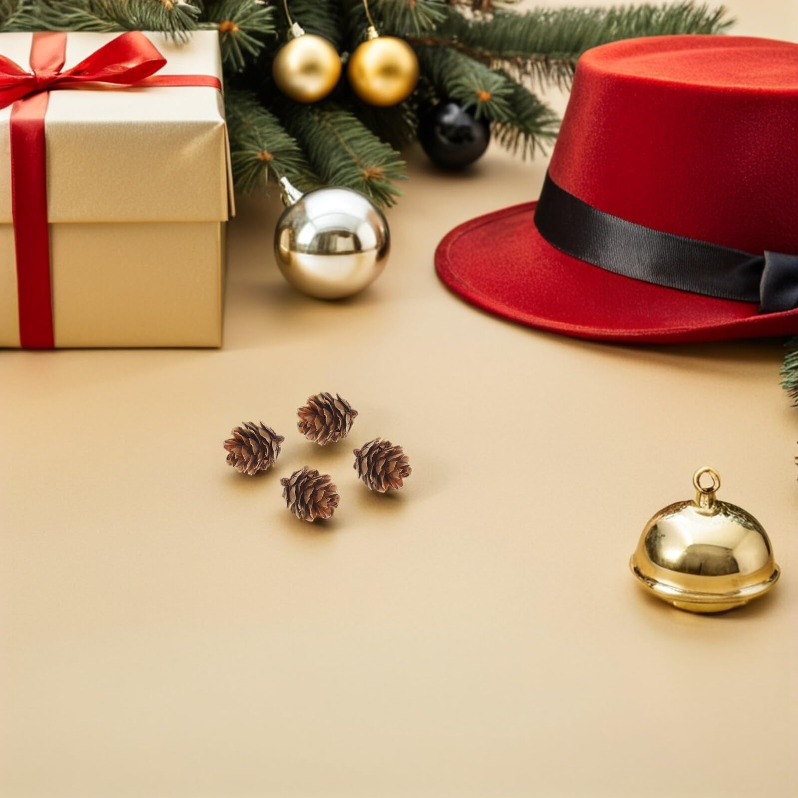 Cabilock Leichte Rustikale Tannenzapfen aus Kiefernholz Sorgfältig Verarbeitet als Festlicher Baumschmuck und Weihnachtsdekoration für Büro und Zuhause