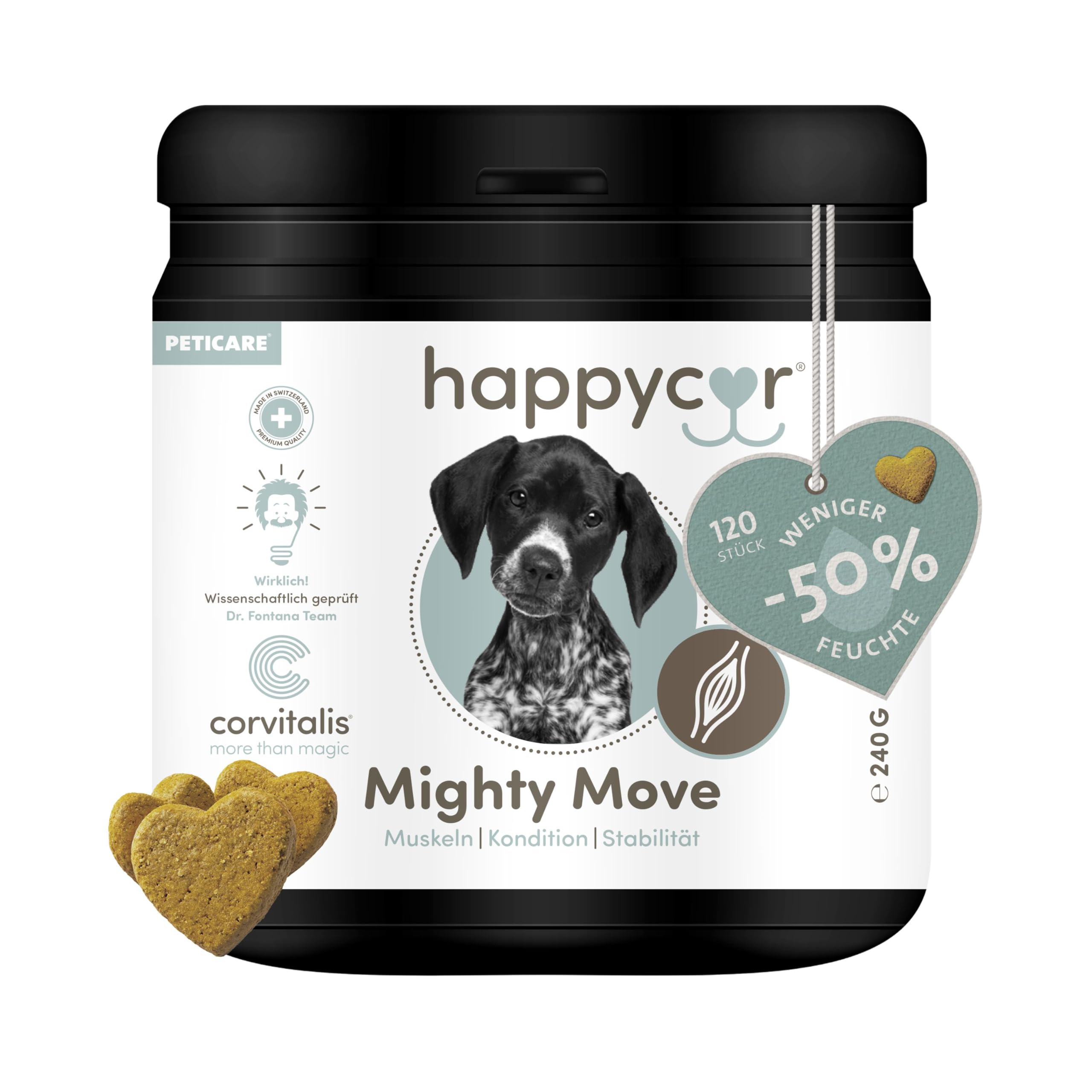 Mighty Move Muscle Snacks dla psów – Funkcjonalne przekąski z aminokwasami BCAA dla siły mięśni i sprawności – Formuła CORVITALIS®, witamina B12 i kurkuma – Wspiera budowę mięśni i mobilność