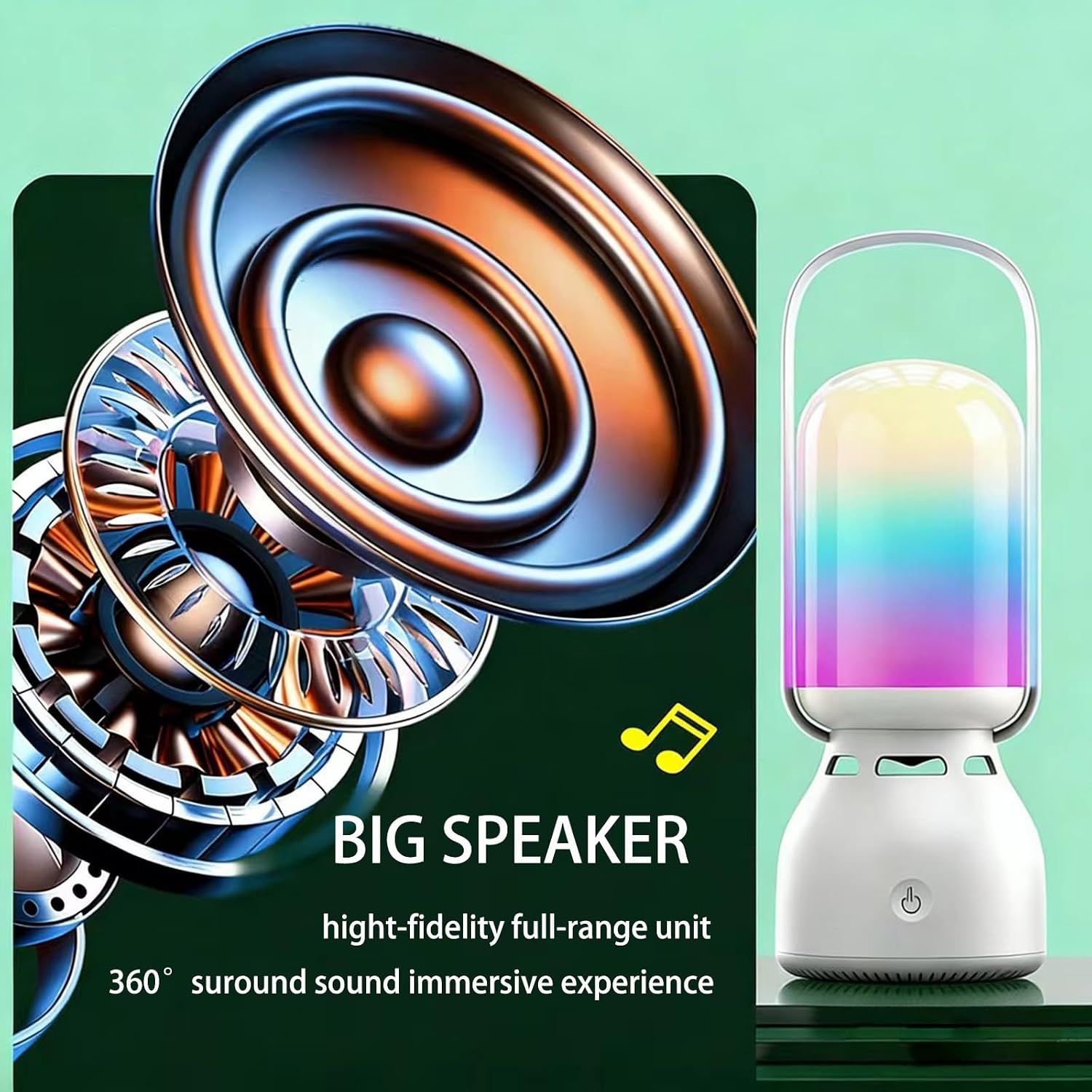 Camping Bluetooth Speaker with LED Light,Outdoor Speaker with Insert Card, Call, Voice Announcement,Portable Wireless Speaker for Home,Workouts, Karaoke,11 Lighting Modes,10 Paytime (Beige)
