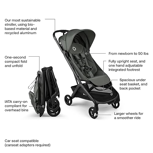 Miniatura 3 de Bugaboo Butterfly 2 - Cochecito de viaje, ultracompacto plegable en un segundo, ligero y apto para aviones (verde)