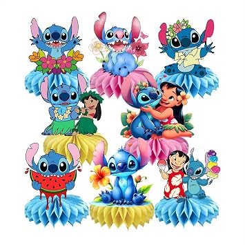 8Pcs Stitch Table Centerpiece Double Side Design Birthday Party Supplies for Kids Party Table Decorations
