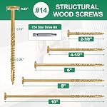FMhotu 2-7/8 Inch Heavy-Duty Outdoor Wood Screws Assortment Fastener Kit, 50Pcs Star Drive Deck Screws, Rust Resistant Timber Screws for Timber/Log/Landscaping Wood (#14 x 2-7/8" Tan)