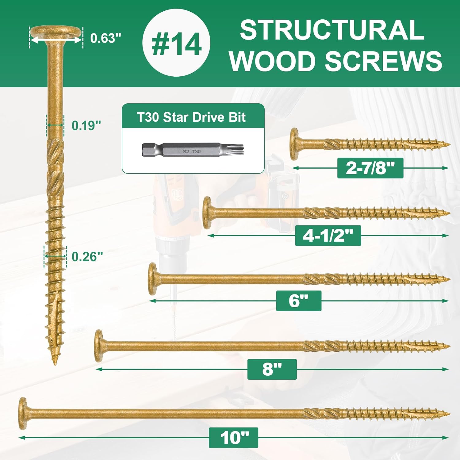 8 Inch Heavy-Duty Outdoor Deck Screws, 600Pcs Star Drive Decking Wood Screws, Rust Resistant Timber Screws for Timber/Log/Landscaping Wood (#14 x 8 Tan)