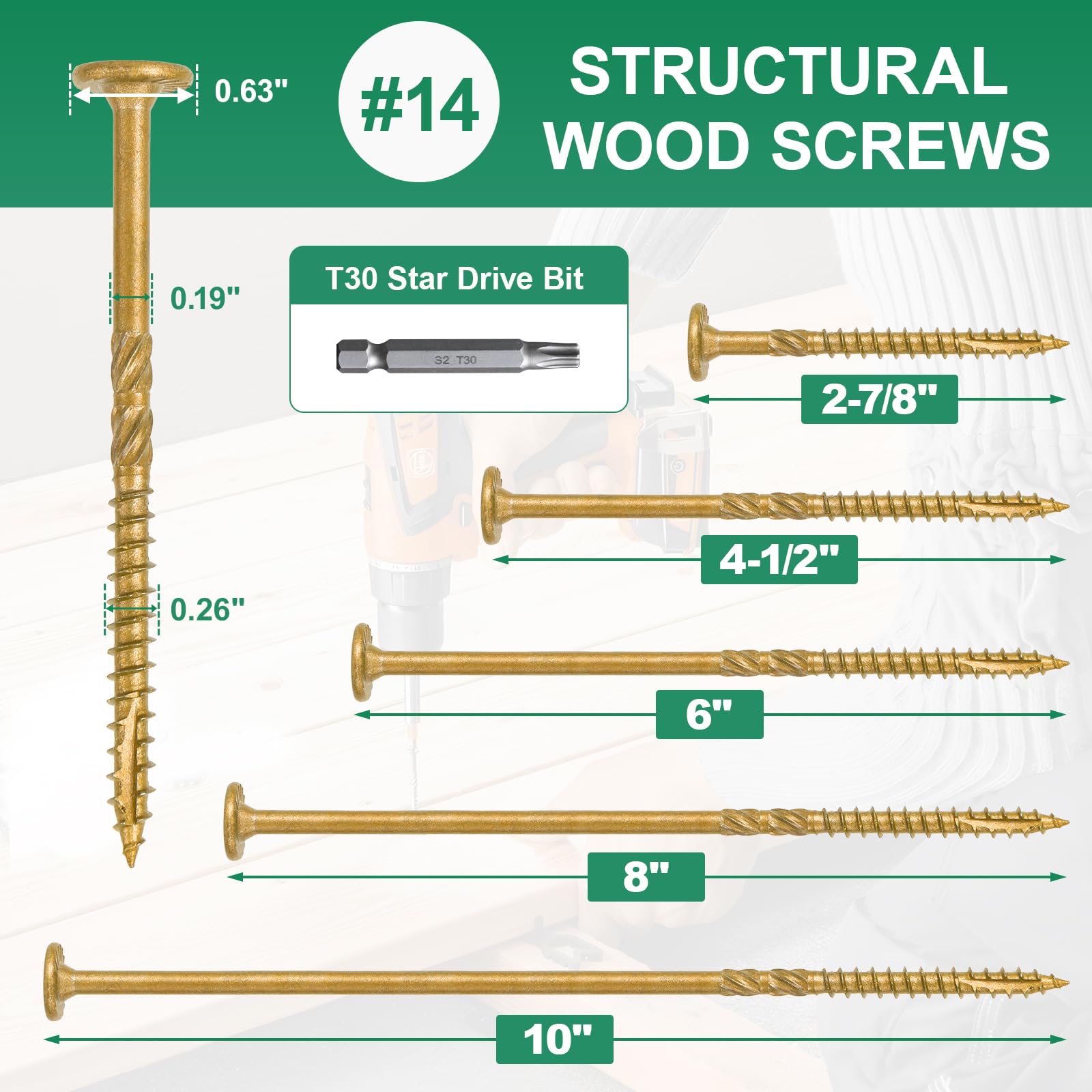 FMhotu Juego de tornillos de madera para exteriores de 2-7/8 pulgadas, 250 tornillos de cubierta de accionamiento estrella, tornillos de madera resistentes a la corrosión para madera/troncos/madera de