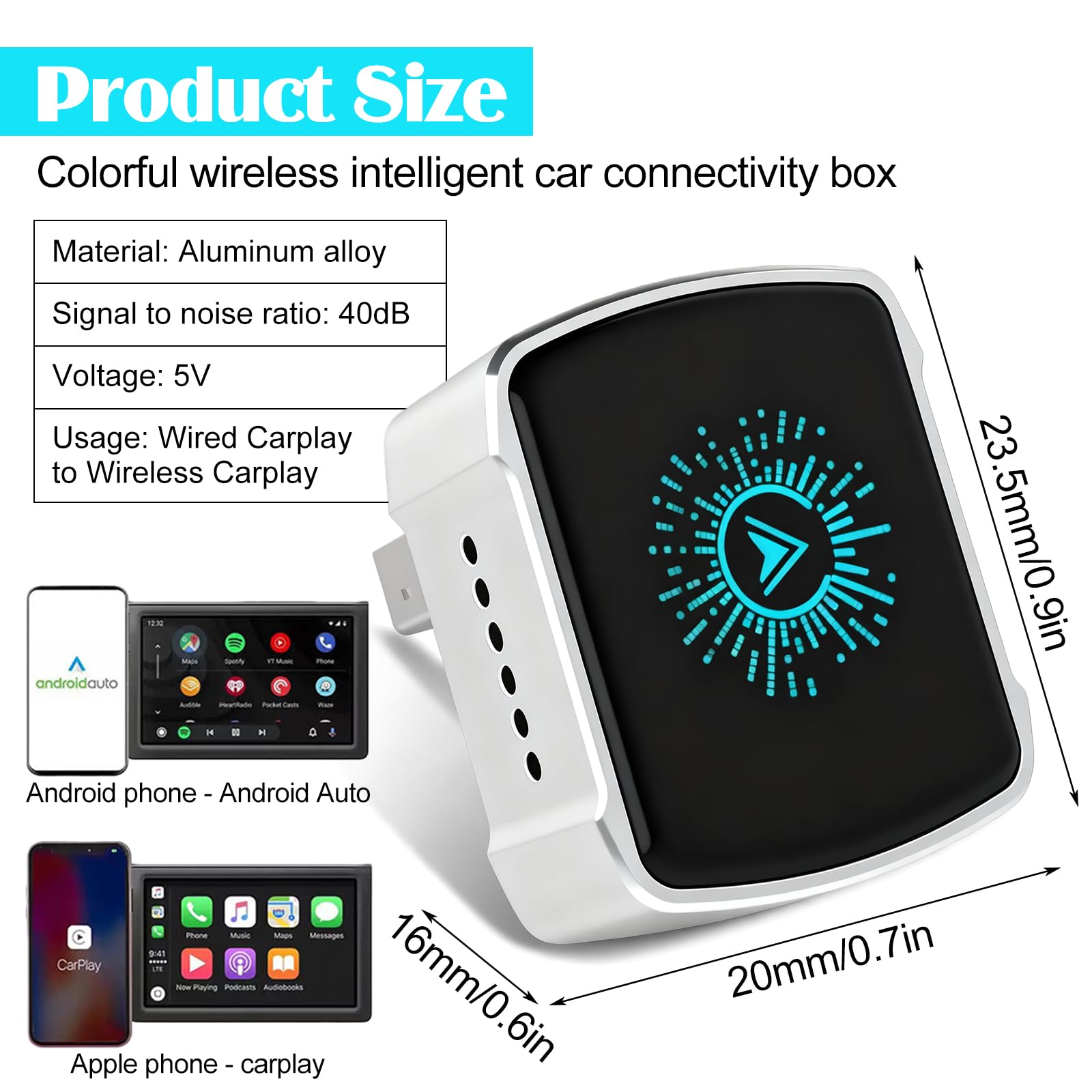 Adattatore Wireless CarPlay 2 in 1 CarPlay Wireless Adattatore Cavo a Wireless, Plug & Play, USB A/C Mini & Stable USB Android Auto Adattatore con Wired CarPlay per iOS 10+/Android 11+, Auto dal 2016
