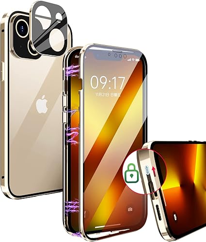 Amazon Co Jp Weiyun Iphone13 用 ケースクリア ロック式 透明両面９ｈ強化ガラス レンズ保護カバー 360 全面保護 アルミ バンパー マグネット式 ケース 高感度 取り付けやすい 耐衝撃 金属ケース 鋭敏タッチ 擦り傷防止 ワイヤレス充電対応 6 1インチ