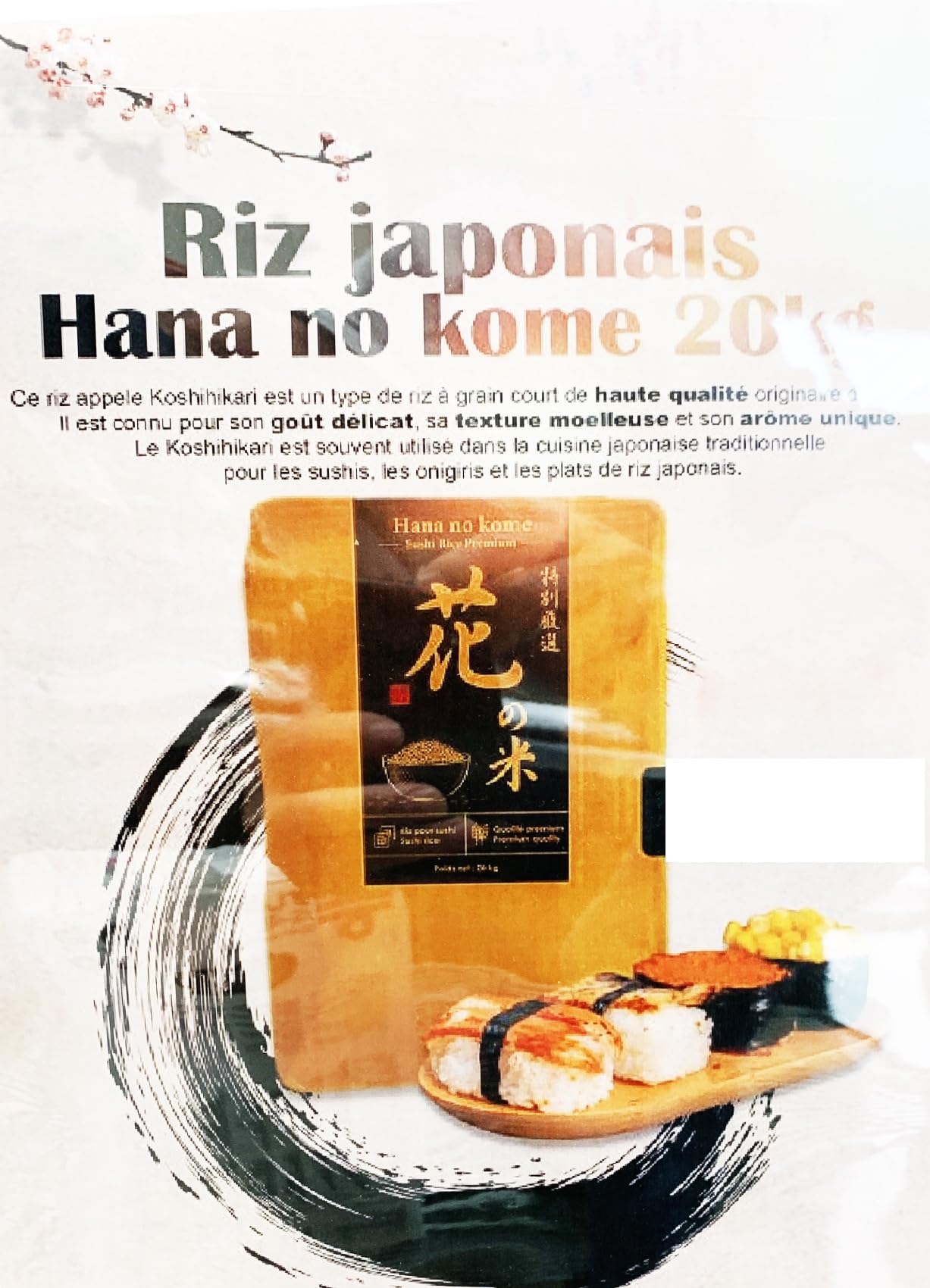 Riz Japonais Hana no kome à Grain Court Qualité Premium 20kg - Riz pour Les Sushis les Onigiris et les Plats de Riz Japonais - Livraison Gratuite France