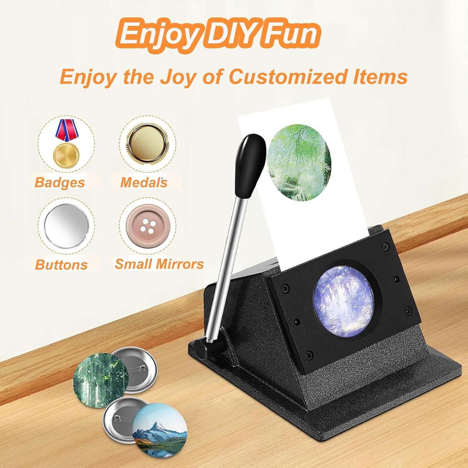 Circle Button Cutter, Manual Graphic Punch and Die Cutting Machine, Countertop Dimensions: 29.7 * 21cm, Compact and Powerful, Ergonomic Handle, for A4 Paper, Photo Paper