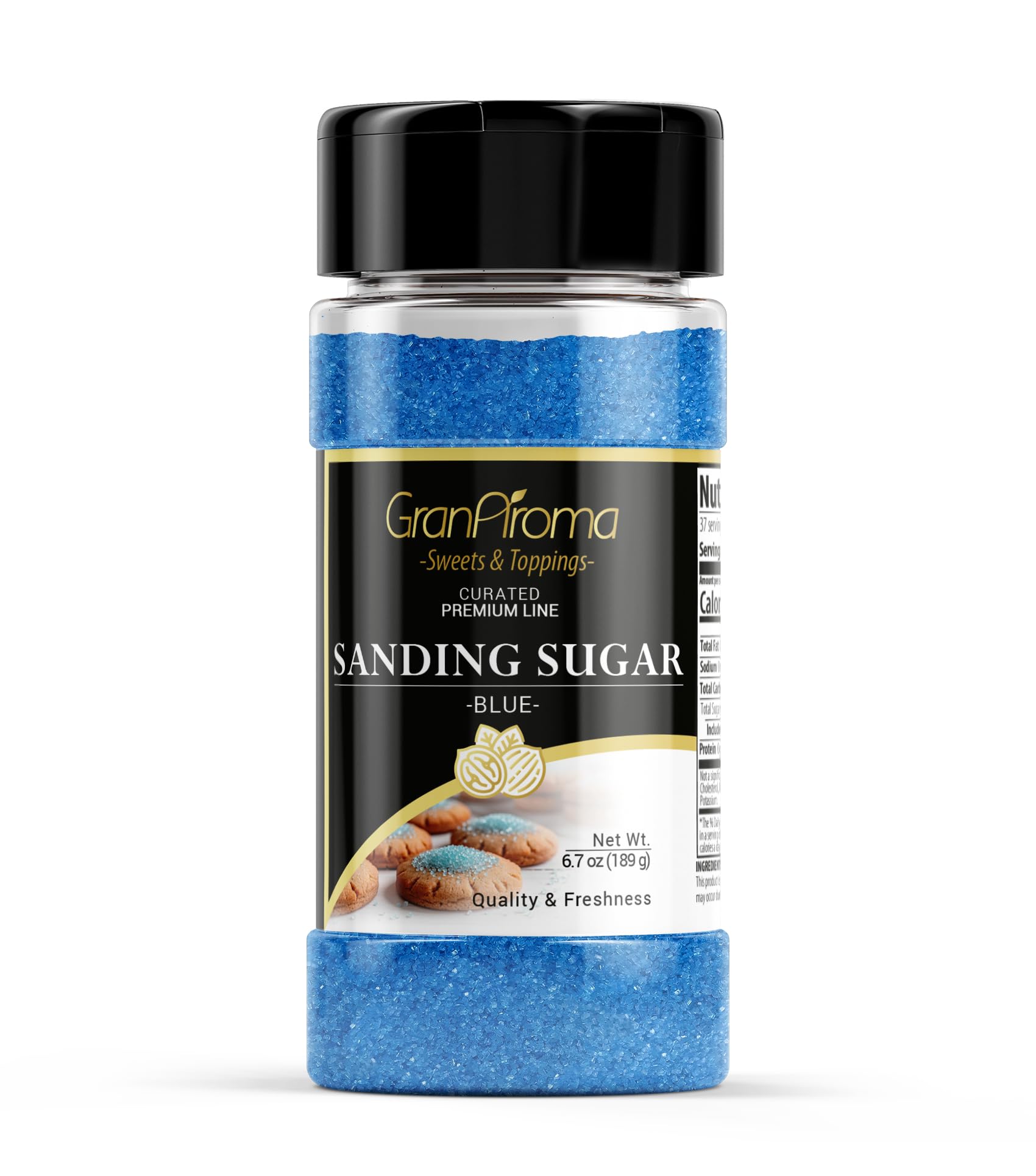 GranAroma Blue Sanding Sugar, Decorative Sprinkles, Cakes & Cookies, Bakery Staple (6.7 Ounce)
