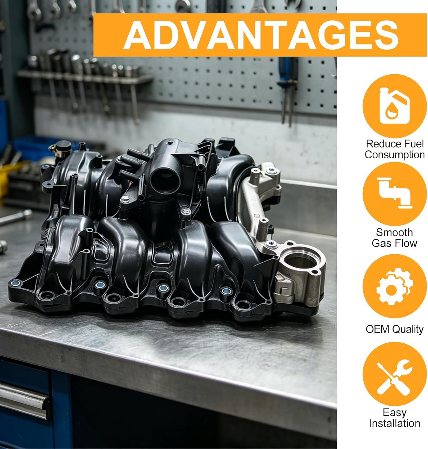 615-375 Engine Upper Intake Manifold w/Gaskets kit Intake Manifold With Thermostat Compatible with Ford E-150 E-250 F-150 2007-2008 Lobo 2007-2011 4.6L V8 Replaces#7L3Z9424F