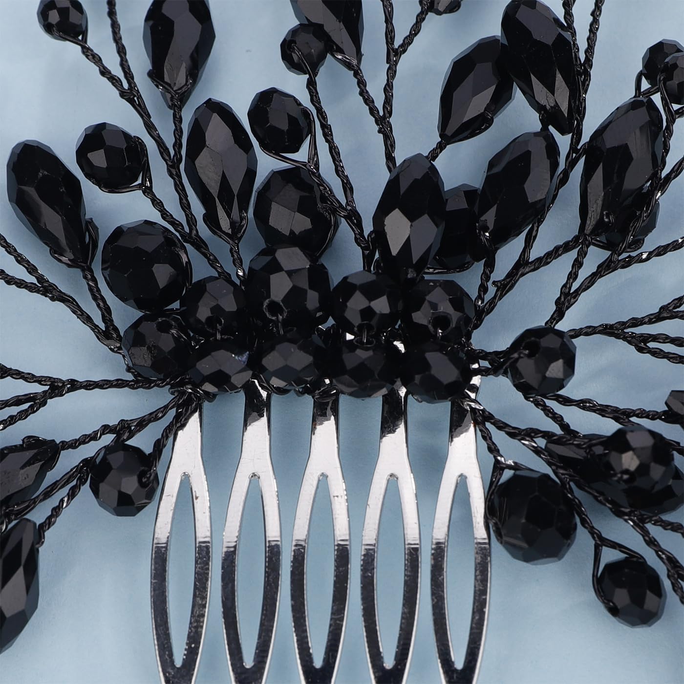 Kercisbeauty Vintage Black Crystals Beads Hair Comb for Women Girls Wedding Bridal Gothic Hair Jewelry - Image 3