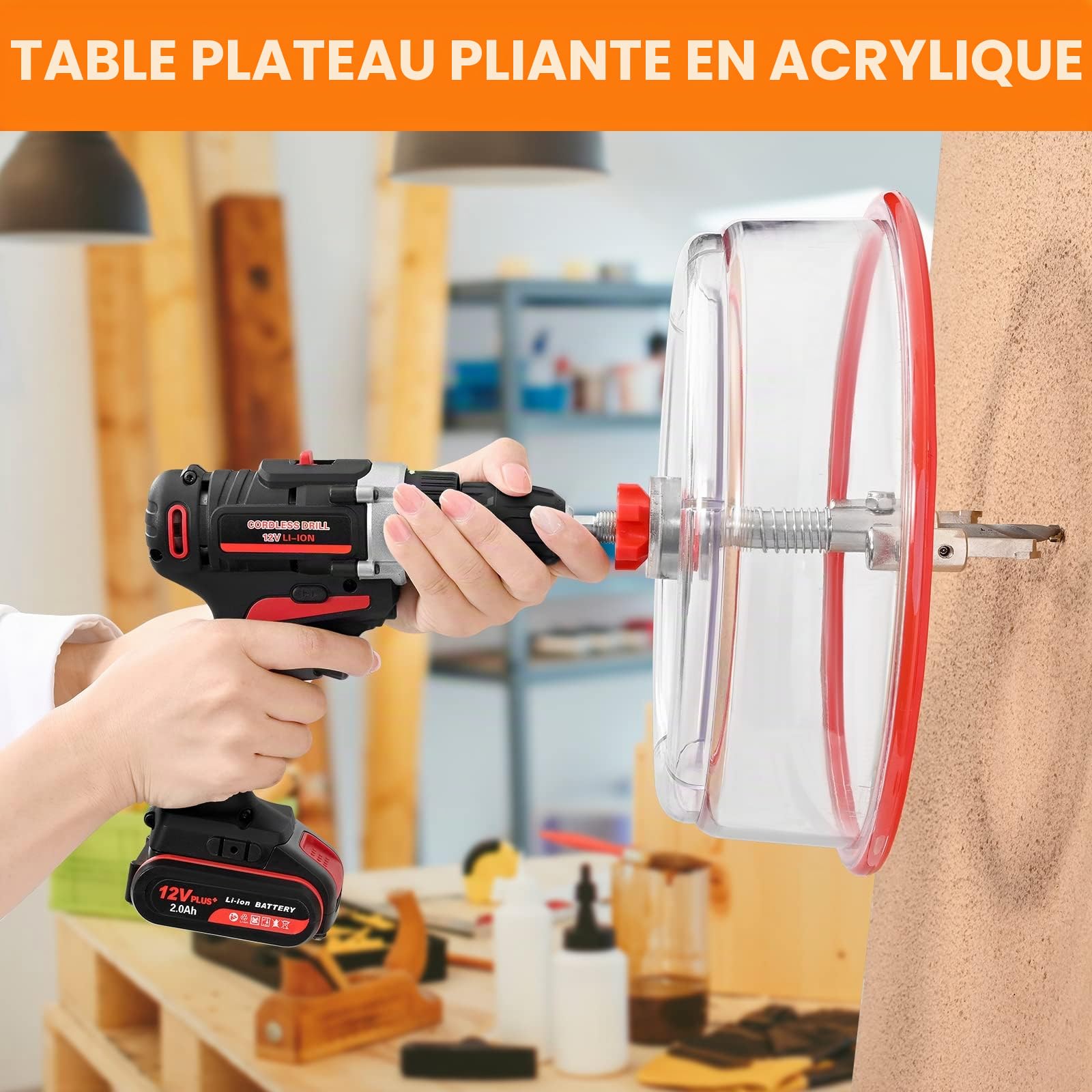 Scie Cloche Réglable 40-200 mm, Coupe-cercles avec Capot Anti-poussière Scie Cloche Cercle Cutter pour Bois, Plastique, Plâtre et plus