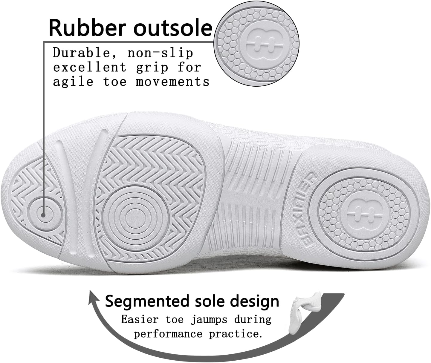 TUOTOM White Cheer Shoes for Girls Youth Cheerleading Shoes Dance Tumbling Sneakers Gymnastics Tennis Hip Hop Walking Sneakers - Image 6