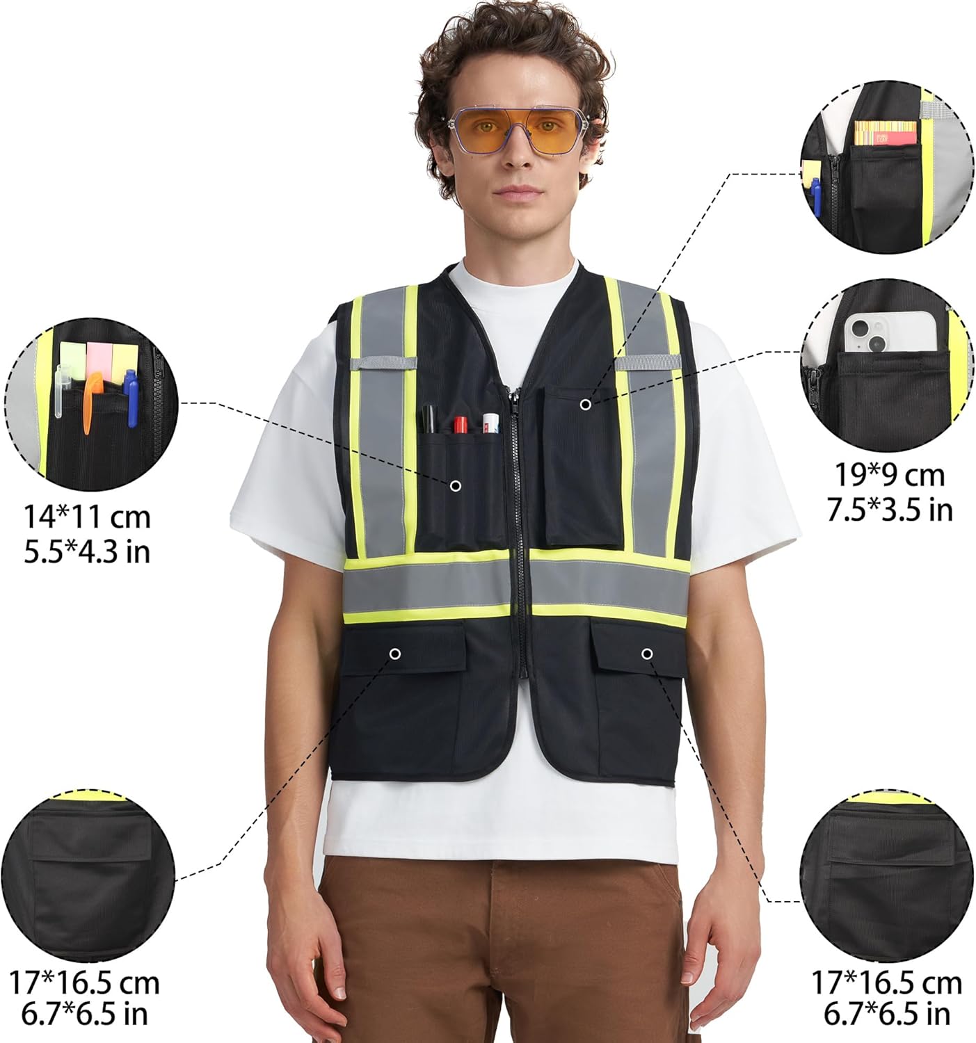 A-KSAFETY High Visibility Security Vest for Security Guards, Safety Workers, Construction & Men's Work - Image 3
