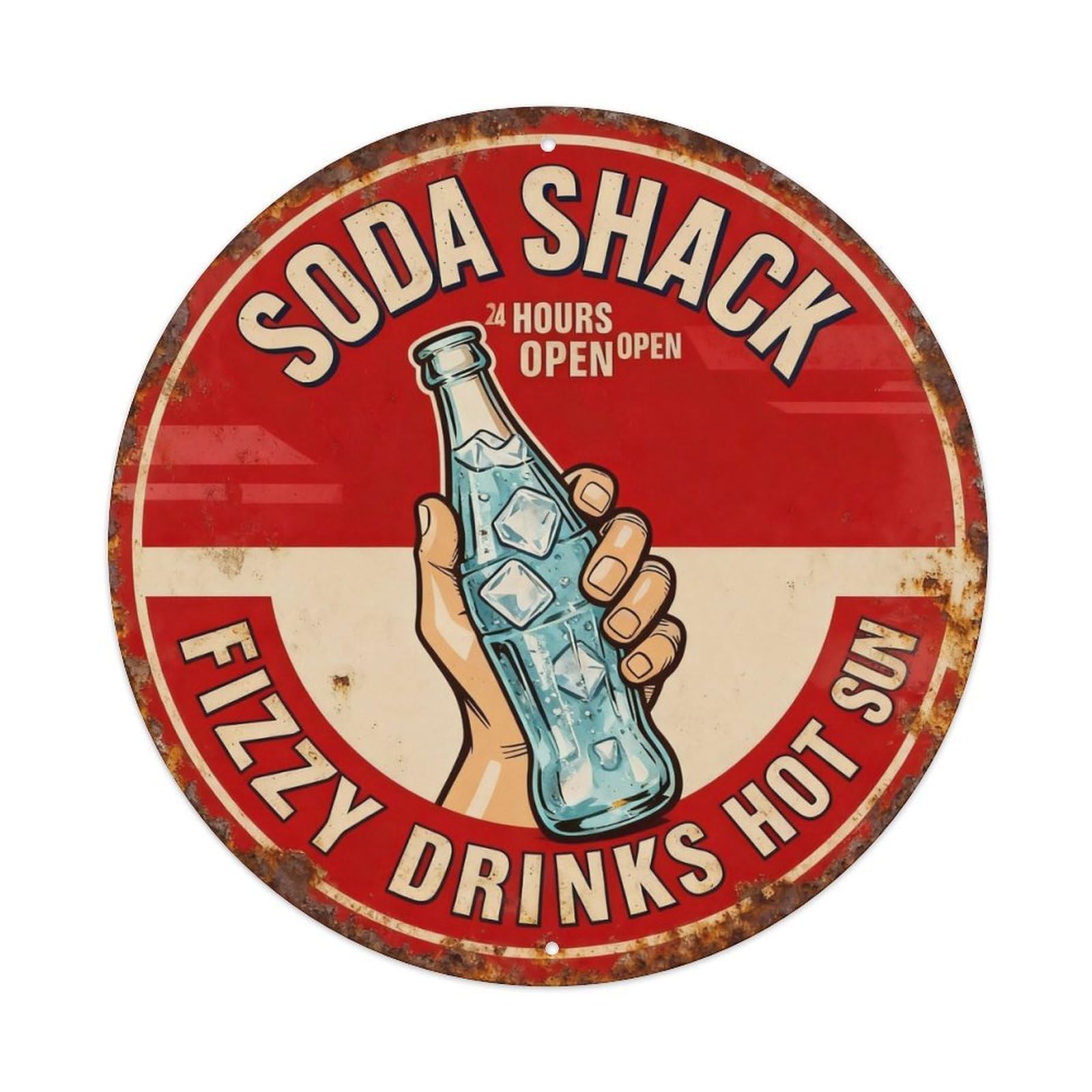Soda Shack 24 Hours Open Metal Tin Sign Plaque